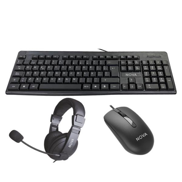 TECLADO MOUSE Y HEADSET NOVA USB KB5982U0002C