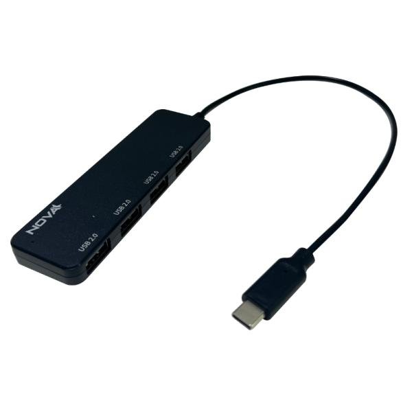 HUB NOVA AHB1S240001C 5 EN 1 USB-C 4 PUERTOS UBS-A 2.0  480MBPS