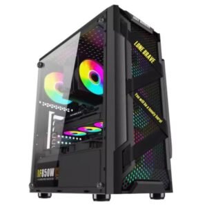 CASE RGB EAGLE WARRIOR CG08Q3RA003C VENTILADORES 3 DE 120MM VIDRIO TEMPLADO Y MALLA CON FUENTE DE PODER FCF2S7W5006C