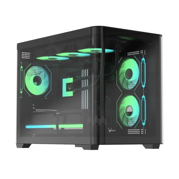 CASE ARGB FORMULA V LINE CRYSTAL U2M FLOE BLACK MID TOWER VENTILADORES 3 DE 120 MM CON VIDRIO LATERA