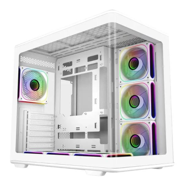 CASE ARGB COOLER MASTER ELITE 600 WHITE MID TOWER VENTILADORES 7 DE 120MM CON VIDRIO FRONTAL