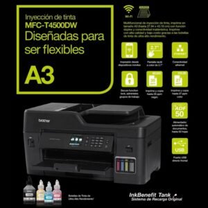 IMPRESORA BROTHER MFCT4500DW MULTIFUNCIONAL DE INYECCION DE TINTA WI-FI / ETHERNET / USB 2.0 IMPRESIÓN DUPLEX