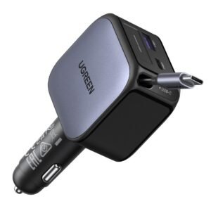 CARGADOR DE CARRO RETRACTIL UGREEN EC602 60W USB-C + USB-A 55212B10.84 E