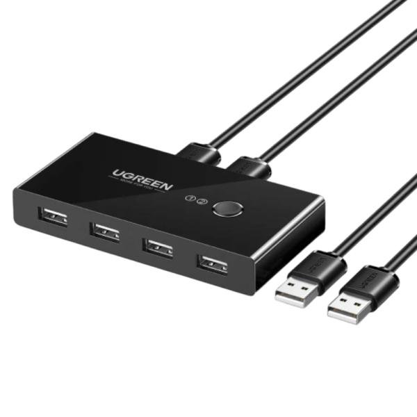 HUB KVM UGREEN US216 DE 2 ENTRADAS Y 4 SALIDAS USB-A 480MBPS INCLUYE DOS CABLES USB-A 2.0 30767