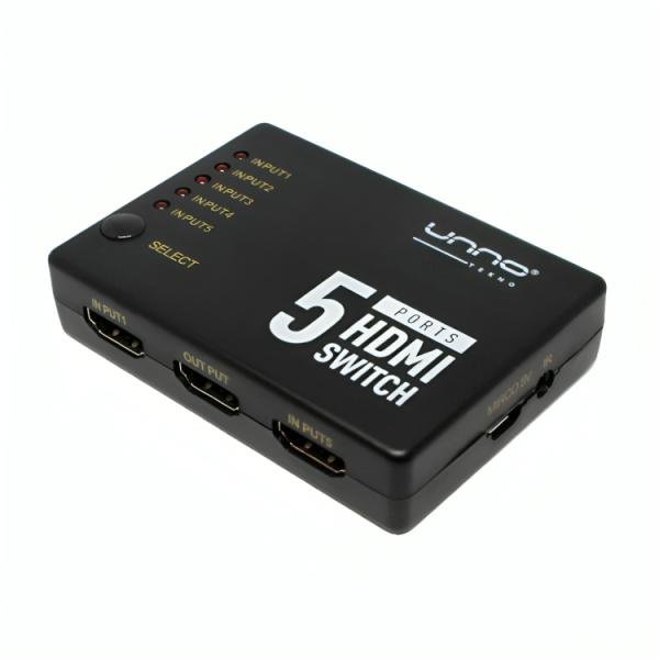 SWITCH UNNO TEKNO HDMI 5 PUERTOS HB1203BK